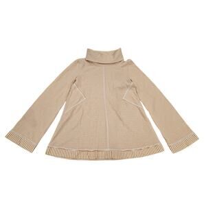 Maeve Anthropologie Tan Striped Turtleneck Swing Pullover Lagenlook Womens XS